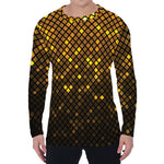 Gold Disco Lights Pattern Print Men's Long Sleeve T-Shirt