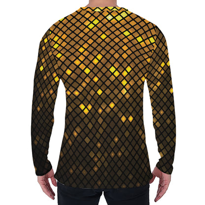 Gold Disco Lights Pattern Print Men's Long Sleeve T-Shirt