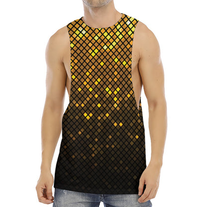 Gold Disco Lights Pattern Print Men's Muscle Tank Top