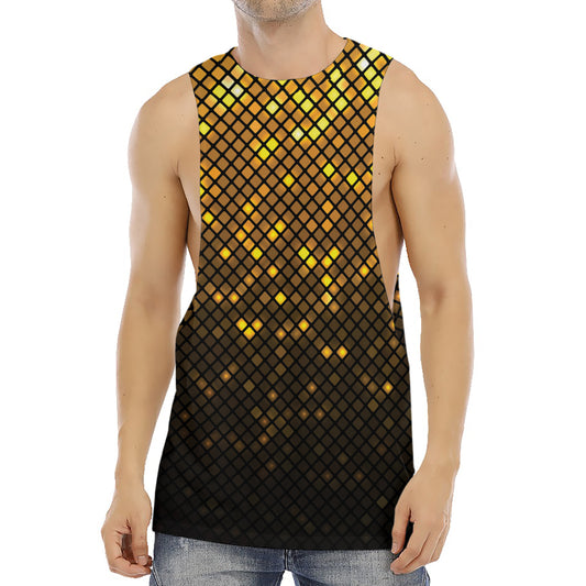 Gold Disco Lights Pattern Print Men's Muscle Tank Top
