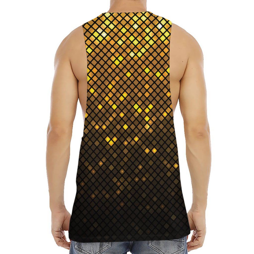Gold Disco Lights Pattern Print Men's Muscle Tank Top