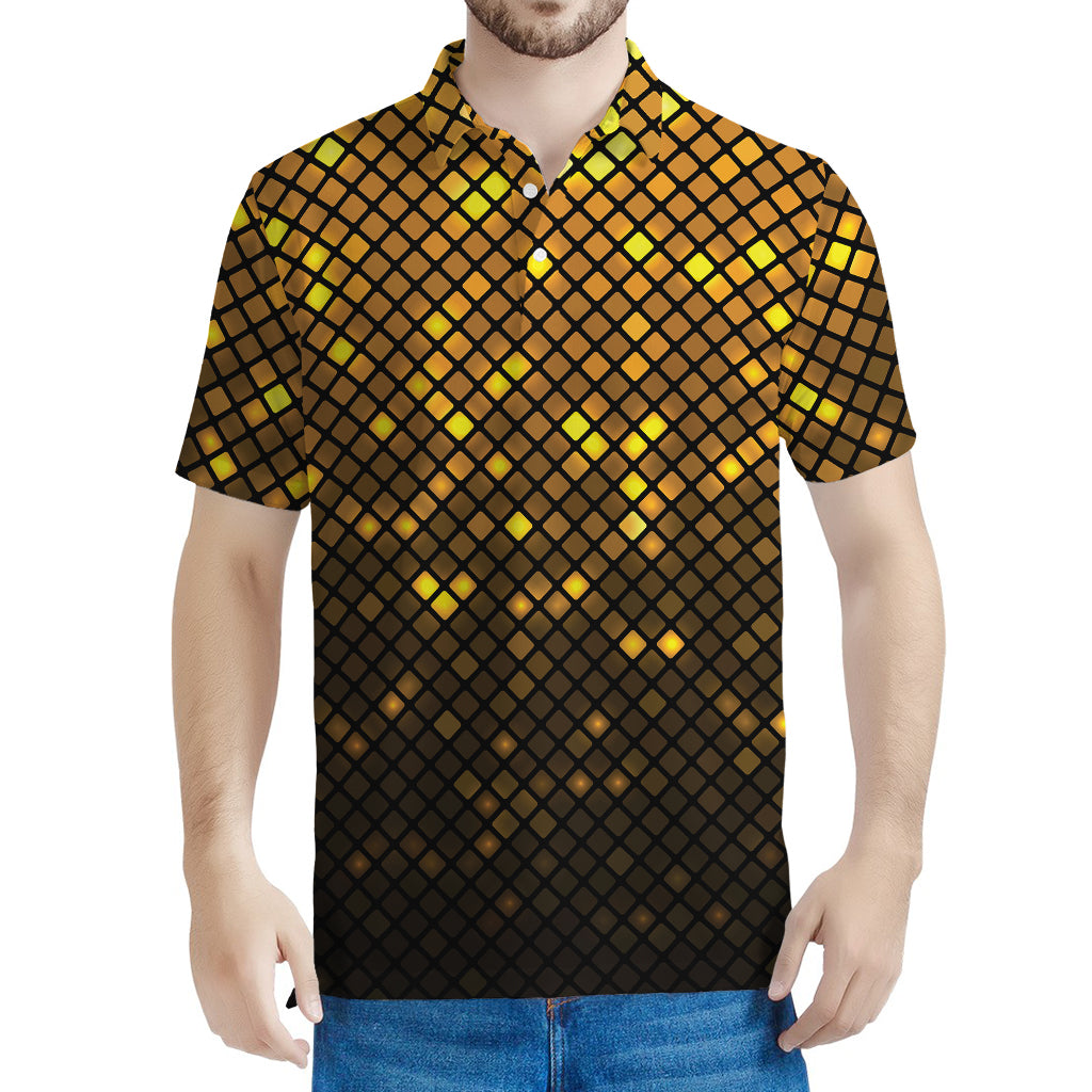 Gold Disco Lights Pattern Print Men's Polo Shirt