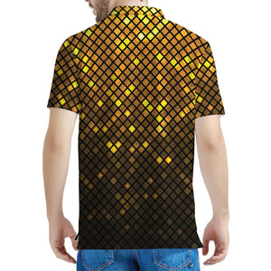 Gold Disco Lights Pattern Print Men's Polo Shirt