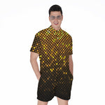 Gold Disco Lights Pattern Print Men's Rompers