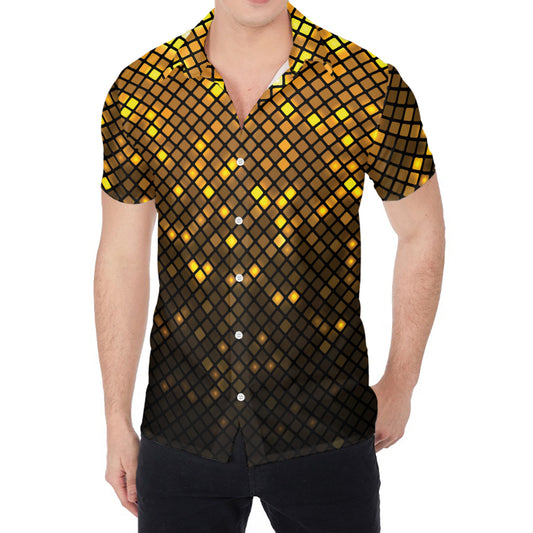 Gold Disco Lights Pattern Print Men's Shirt
