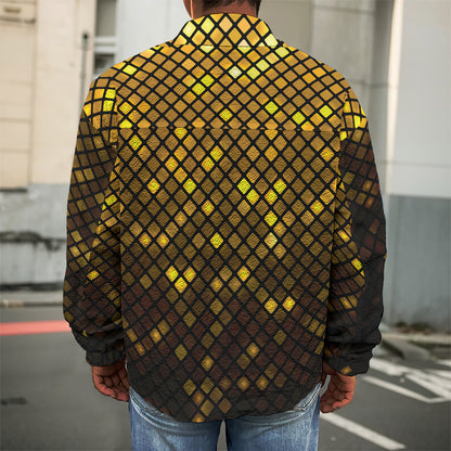 Gold Disco Lights Pattern Print Men's Shirt Jacket