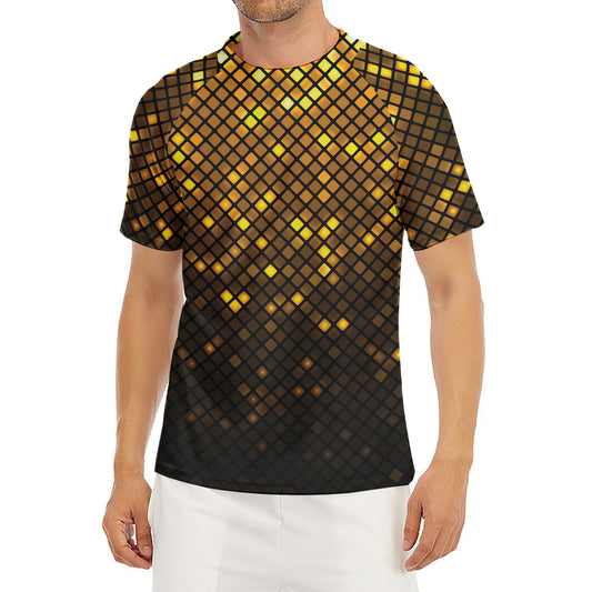 Gold Disco Lights Pattern Print Men's Short Sleeve Rash Guard