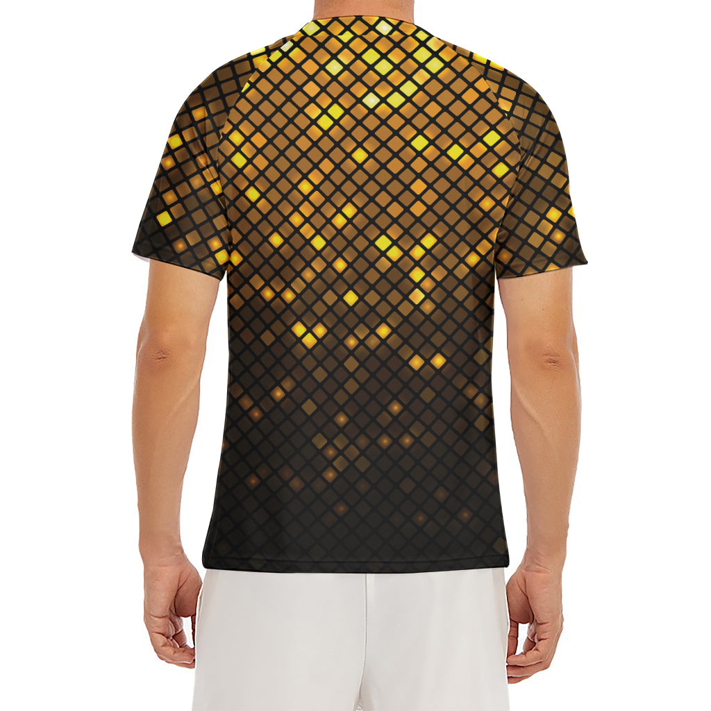 Gold Disco Lights Pattern Print Men's Short Sleeve Rash Guard