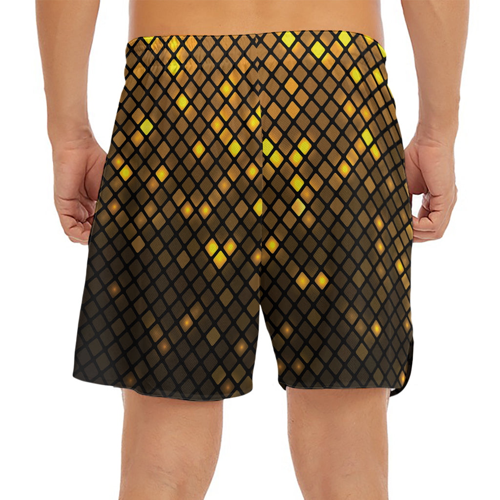 Gold Disco Lights Pattern Print Men's Split Running Shorts