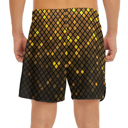 Gold Disco Lights Pattern Print Men's Split Running Shorts