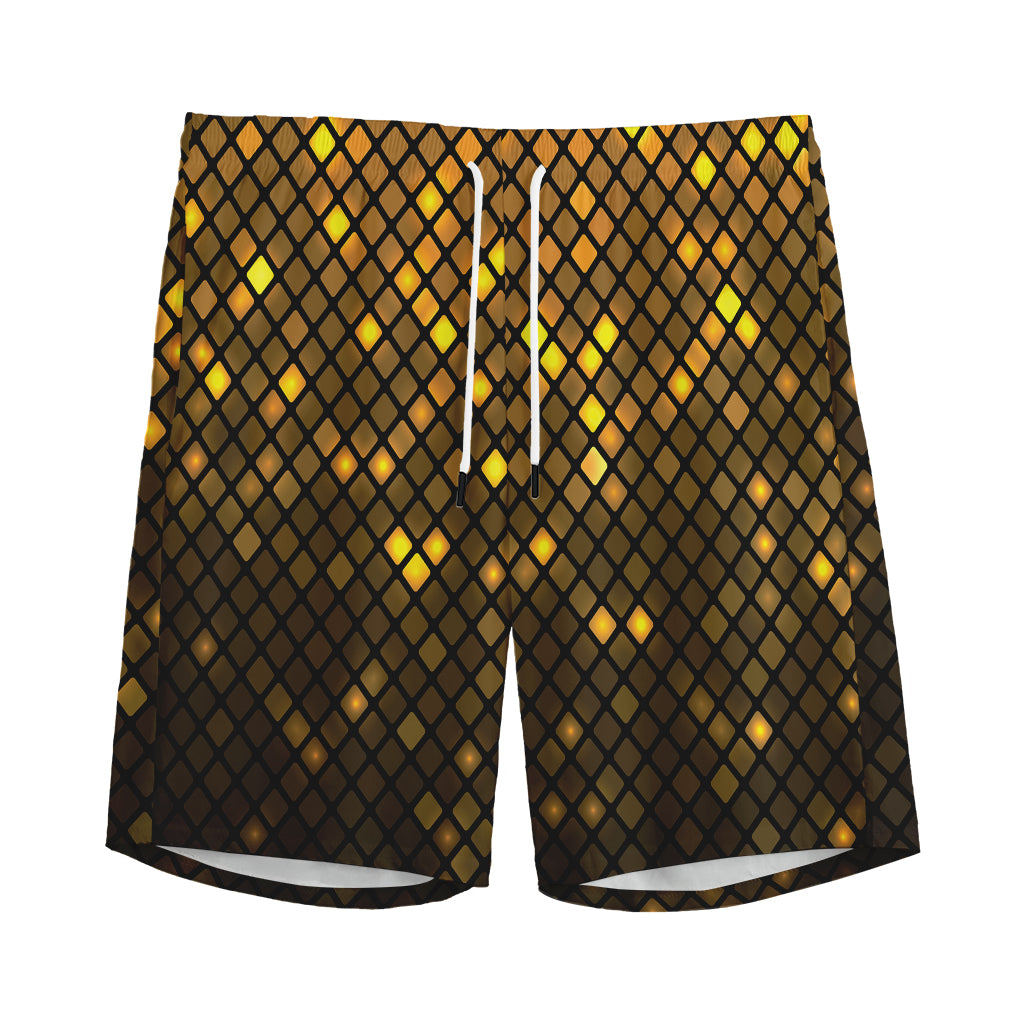 Gold Disco Lights Pattern Print Men's Sports Shorts
