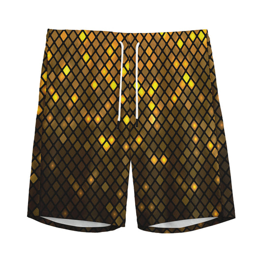 Gold Disco Lights Pattern Print Men's Sports Shorts