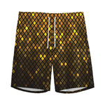 Gold Disco Lights Pattern Print Men's Sports Shorts