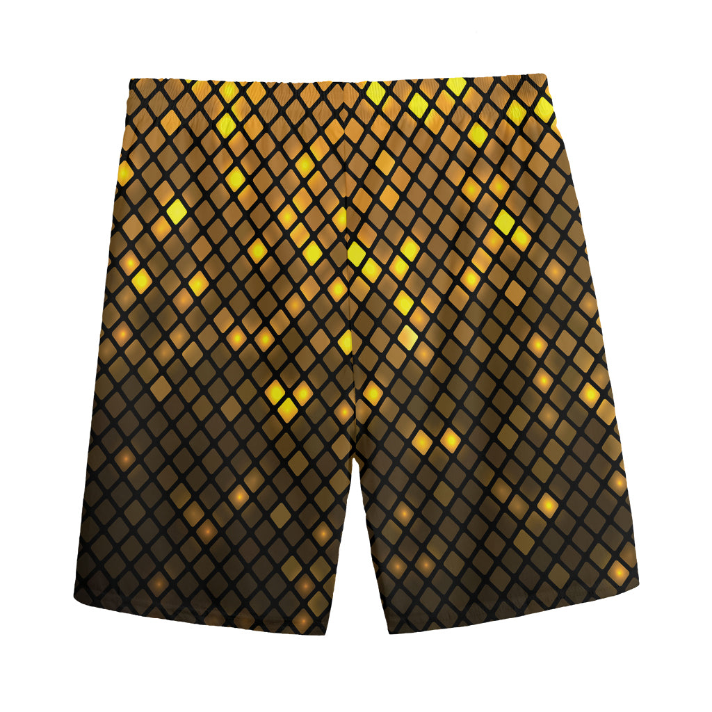 Gold Disco Lights Pattern Print Men's Sports Shorts