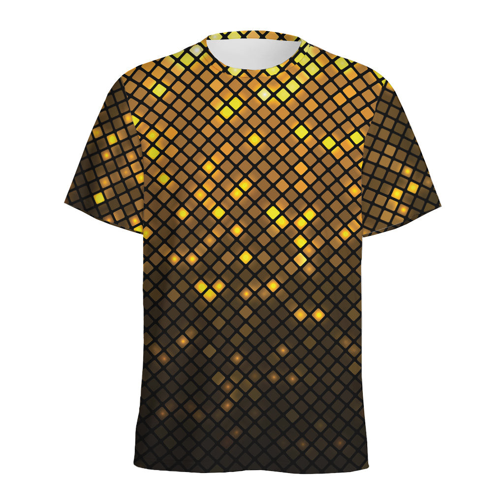 Gold Disco Lights Pattern Print Men's Sports T-Shirt