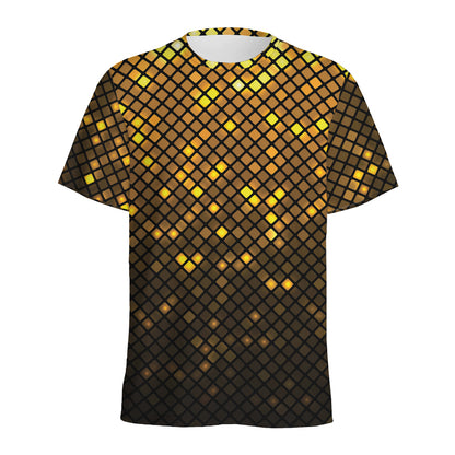 Gold Disco Lights Pattern Print Men's Sports T-Shirt