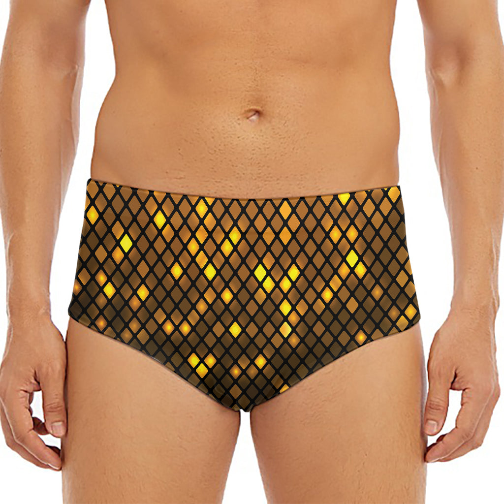 Gold Disco Lights Pattern Print Men's Triangle Swim Briefs