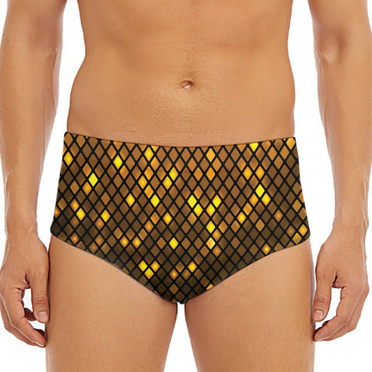 Gold Disco Lights Pattern Print Men's Triangle Swim Briefs