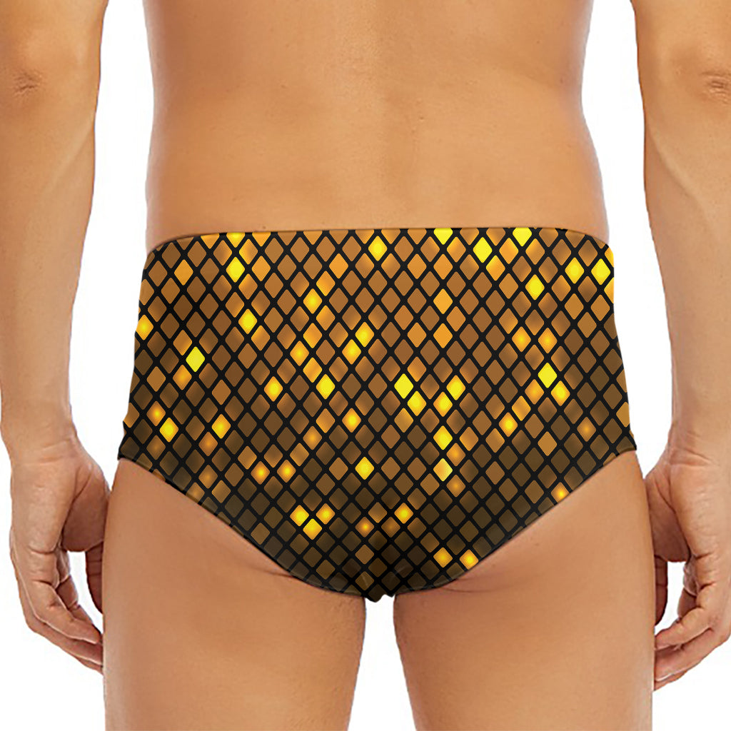 Gold Disco Lights Pattern Print Men's Triangle Swim Briefs
