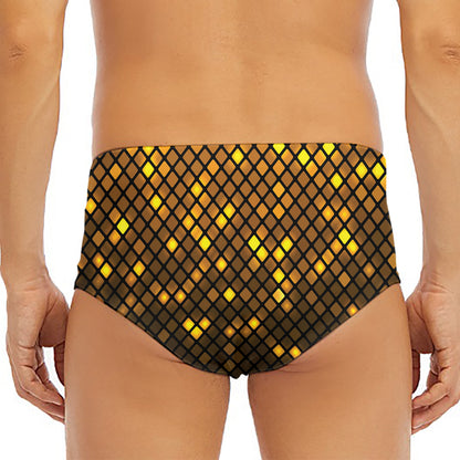 Gold Disco Lights Pattern Print Men's Triangle Swim Briefs