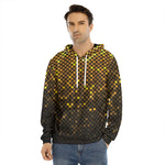 Gold Disco Lights Pattern Print Men's Velvet Pullover Hoodie