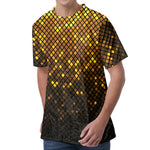 Gold Disco Lights Pattern Print Men's Velvet T-Shirt