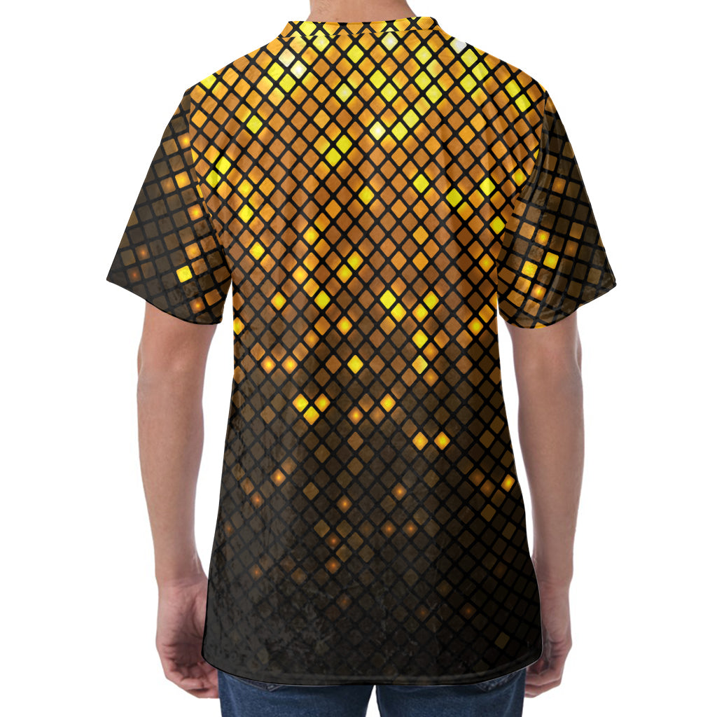 Gold Disco Lights Pattern Print Men's Velvet T-Shirt