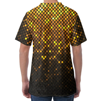 Gold Disco Lights Pattern Print Men's Velvet T-Shirt