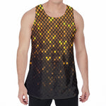 Gold Disco Lights Pattern Print Men's Velvet Tank Top