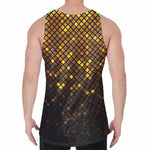 Gold Disco Lights Pattern Print Men's Velvet Tank Top