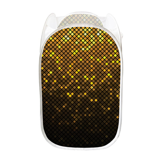 Gold Disco Lights Pattern Print Mesh Laundry Hamper