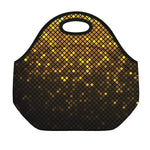 Gold Disco Lights Pattern Print Neoprene Lunch Bag