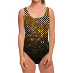 Gold Disco Lights Pattern Print One Piece Swimsuit