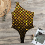 Gold Disco Lights Pattern Print One Shoulder Bodysuit