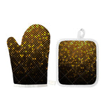 Gold Disco Lights Pattern Print Oven Mitt And Pot Holder Set