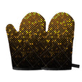 Gold Disco Lights Pattern Print Oven Mitts