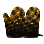 Gold Disco Lights Pattern Print Oven Mitts