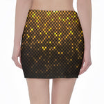 Gold Disco Lights Pattern Print Pencil Mini Skirt