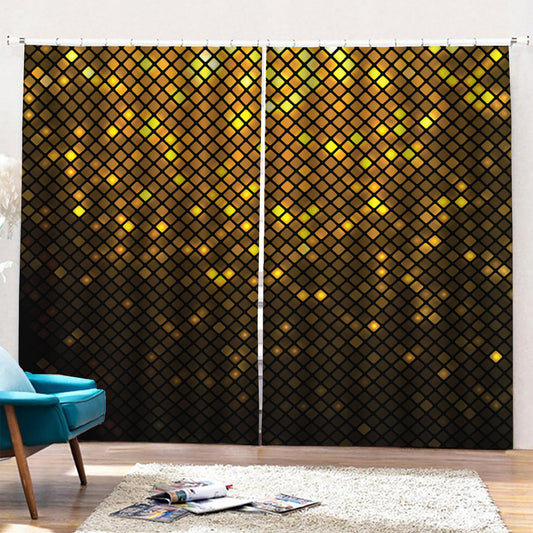 Gold Disco Lights Pattern Print Pencil Pleat Curtains