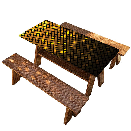 Gold Disco Lights Pattern Print Picnic Table Cover