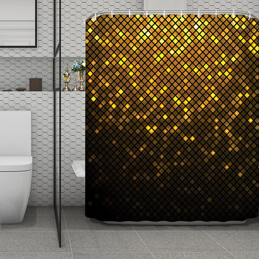 Gold Disco Lights Pattern Print Polyester Shower Curtain