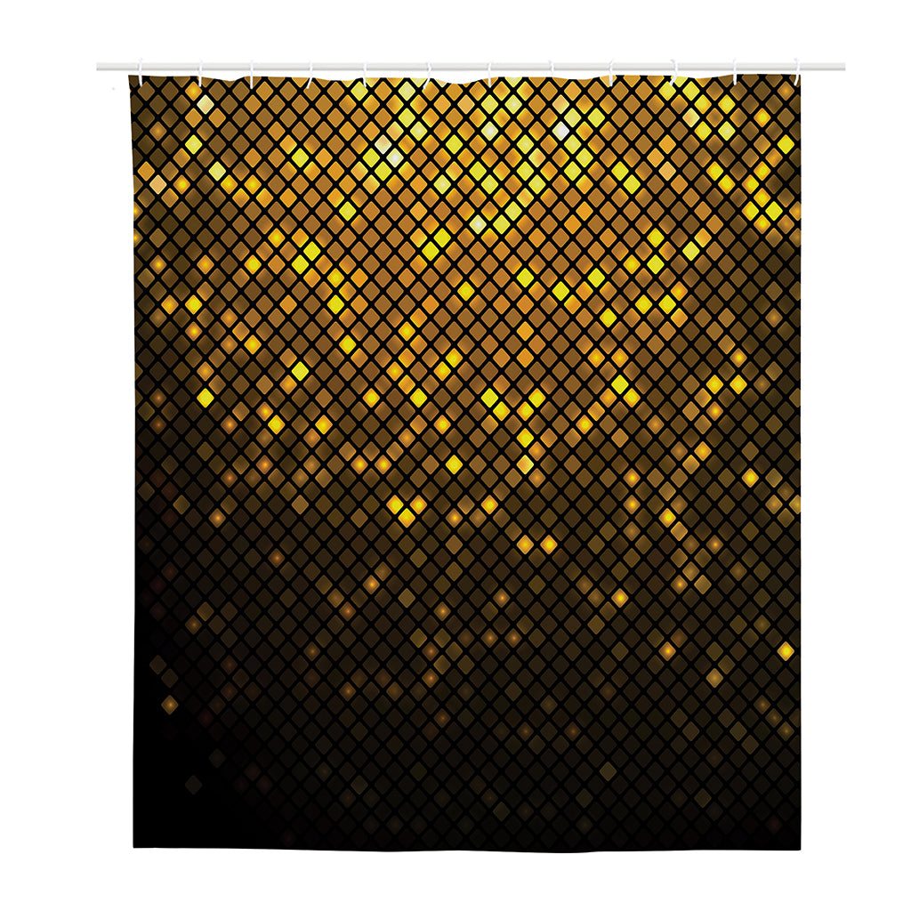 Gold Disco Lights Pattern Print Polyester Shower Curtain