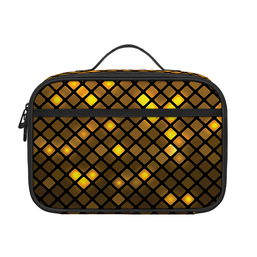 Gold Disco Lights Pattern Print Portable Lunch Bag