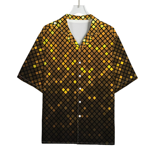 Gold Disco Lights Pattern Print Rayon Hawaiian Shirt