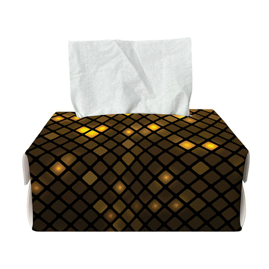 Gold Disco Lights Pattern Print Rectangle Tissue Box Cover