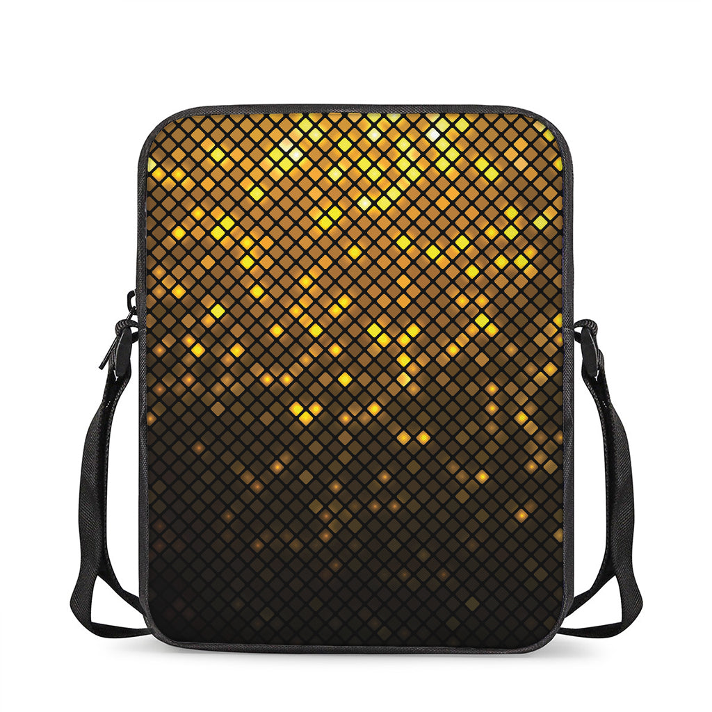 Gold Disco Lights Pattern Print Rectangular Crossbody Bag