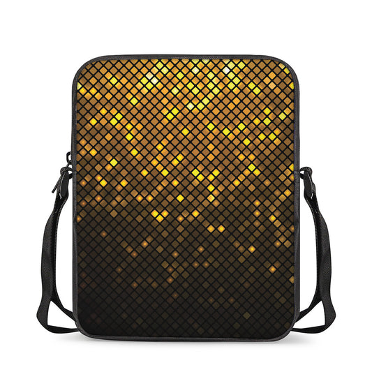 Gold Disco Lights Pattern Print Rectangular Crossbody Bag
