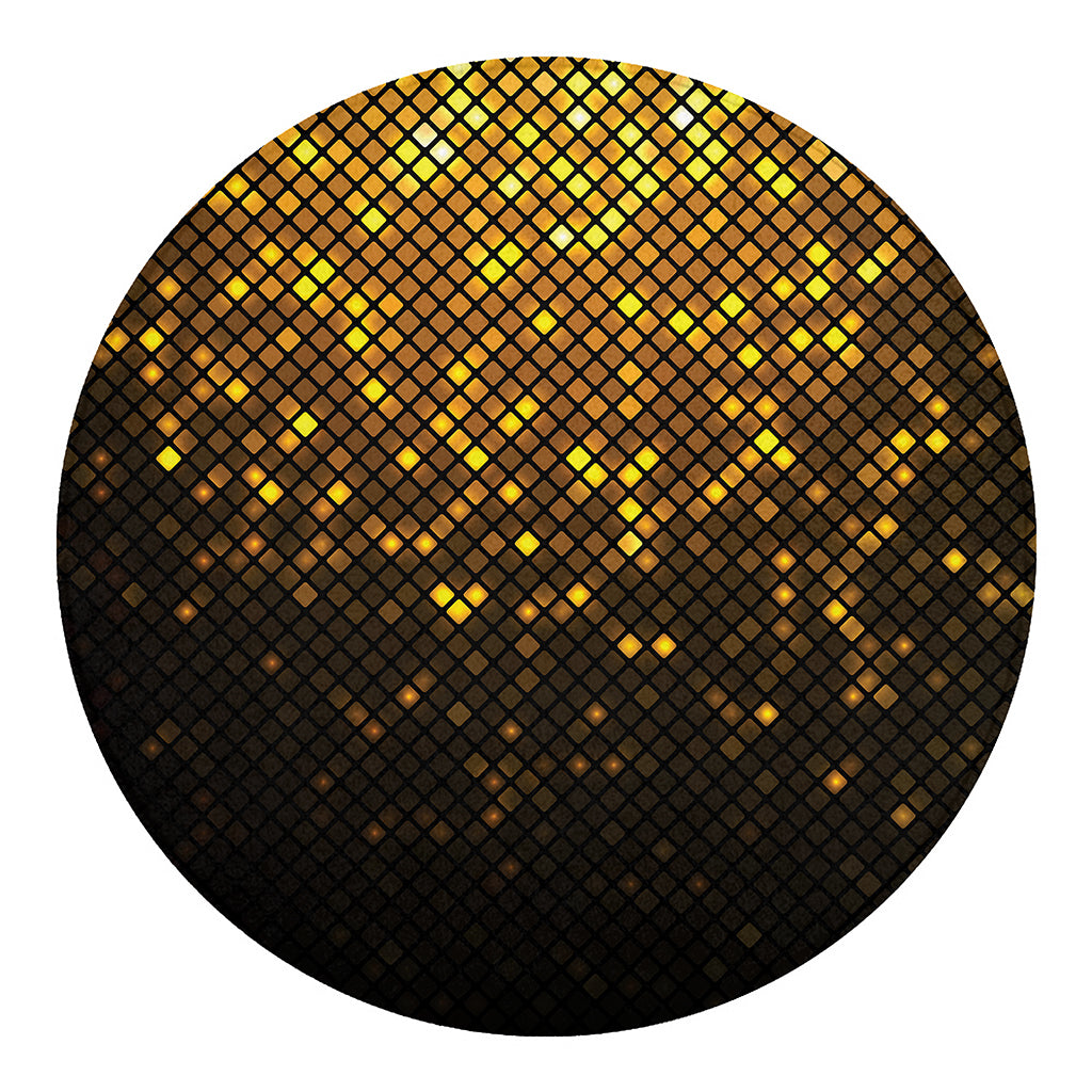 Gold Disco Lights Pattern Print Round Blanket