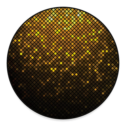 Gold Disco Lights Pattern Print Round Floor Mat