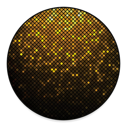 Gold Disco Lights Pattern Print Round Floor Mat